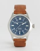 Jack Mason Aviation Leather Watch In Brown 42mm - Brown