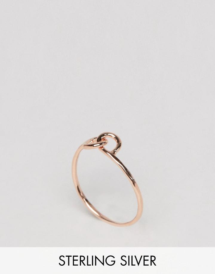 Asos Rose Gold Plated Sterling Silver Fine Link Ring - Copper