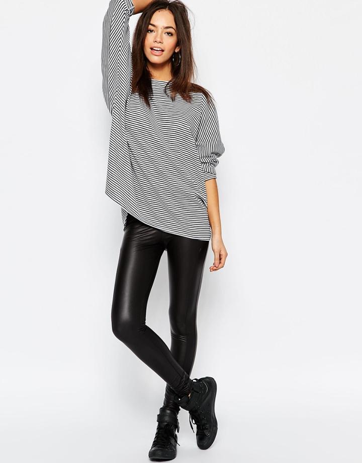 Daisy Street Faux Leather Leggings With Seam Detail - Black