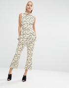 Lavish Alice Abstract Print Kick Flare Cropped Pants - Multi