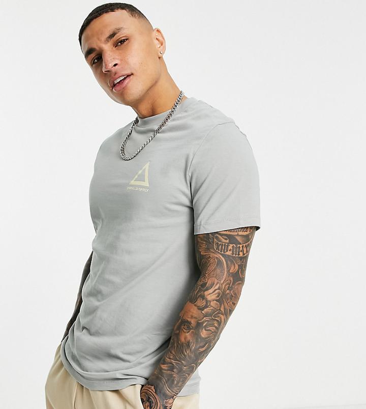 Asos Unrvlld Spply T-shirt With Logo Print In Neutral Gray-grey