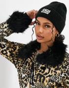 Asos 4505 Ski Beanie Hat In Fluffy Knit-black