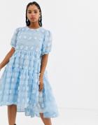 Sister Jane Midi Smock Dress With Full Tiered Skirt In Texture