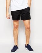 Asos Slim Chino Shorts In Black In Shorter Length - Black