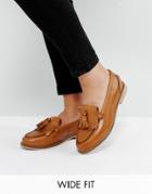 Asos Maxwell Wide Fit Leather Loafers - Tan