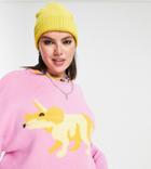 Reclaimed Vintage Inspired Plus Knitted Sweater With Dinosaur Print In Pink