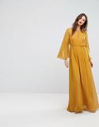 Y.a.s Maxi Dress With Fluted Sleeve - Yellow