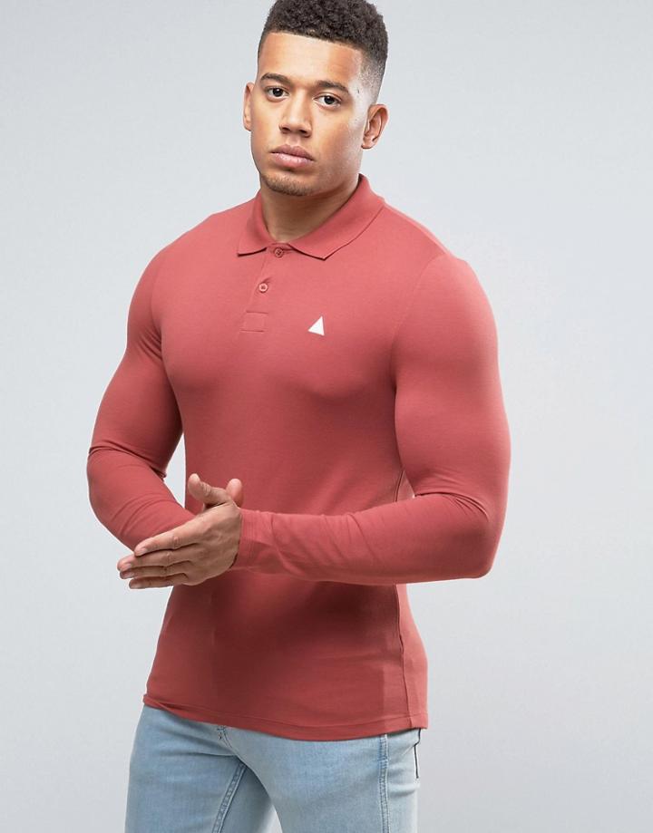 Asos Pique Muscle Long Sleeve Polo - Red