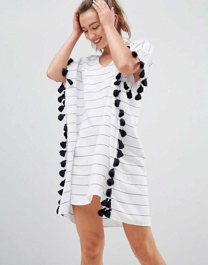 Seafolly Mini Tassel Striped Beach Caftan - Multi