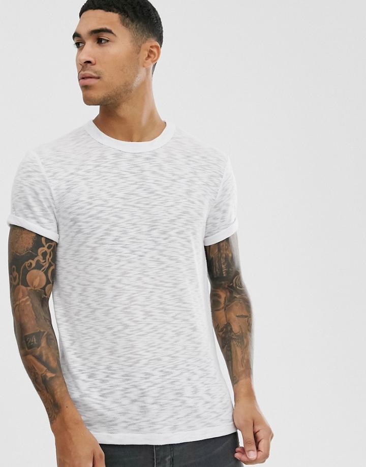 Asos Design T-shirt With Roll Sleeve In Interest Fabric In White