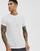 Asos Design T-shirt With Roll Sleeve In Interest Fabric In White