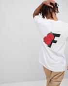 Fairplay Rose Print Logo T-shirt In White - White