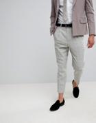 Asos Wedding Tapered Smart Pants In Putty Wool Mix Check - Gray