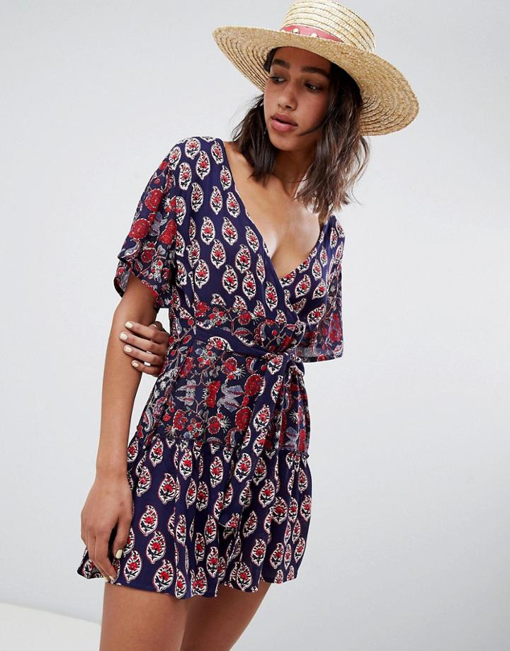 Raga Infinite Nights Printed Wrap Dress - Red