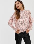 Vila Print Ruffle Shoulder Shirt - Multi