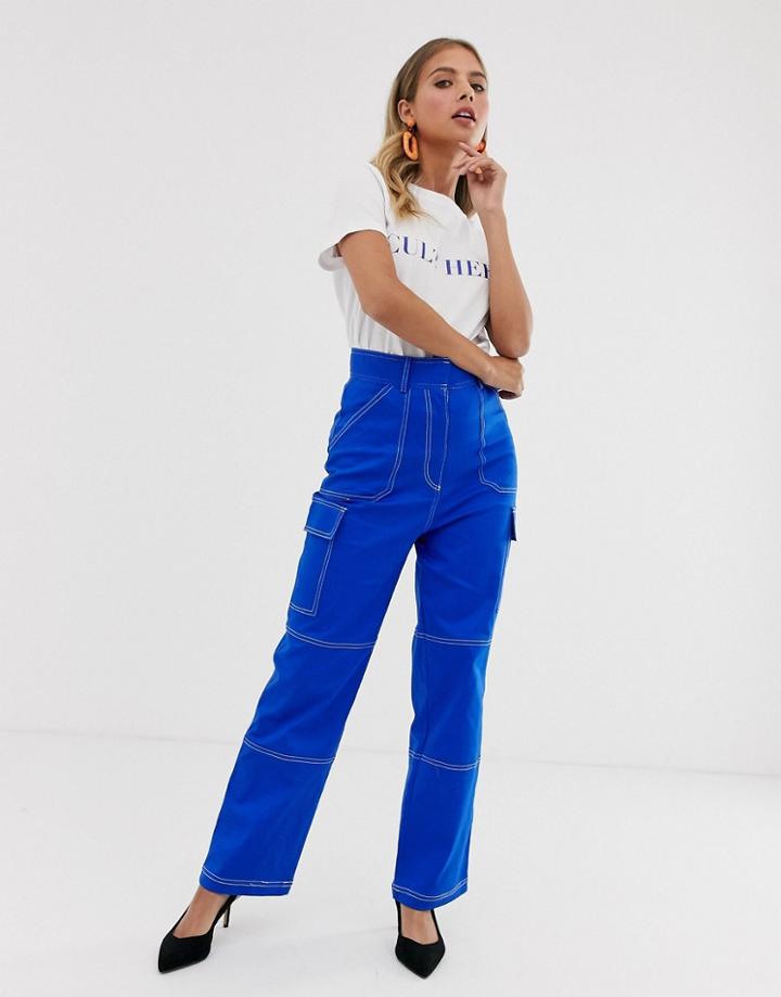 The East Order Becky Pants With Contrast Stitching - Blue