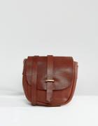 Asos Vintage Look Leather Saddle Bag - Brown