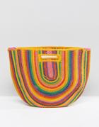 Bershka Rainbow Color Straw Bag In Multi - Multi