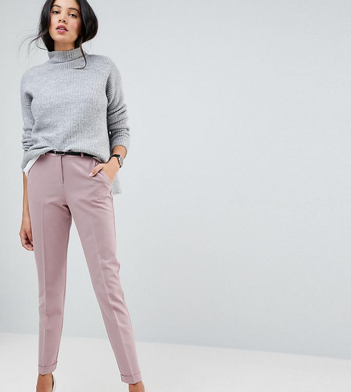 Asos Tall Cigarette Pants With Belt - Pink