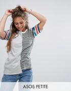 Asos Petite T-shirt In Oversized Fit And Mix And Match Stripes - Multi