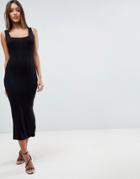 Asos Square Neck City Maxi Bodycon Dress - Black