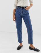 Only High Waisted Straight Leg Jeans - Navy