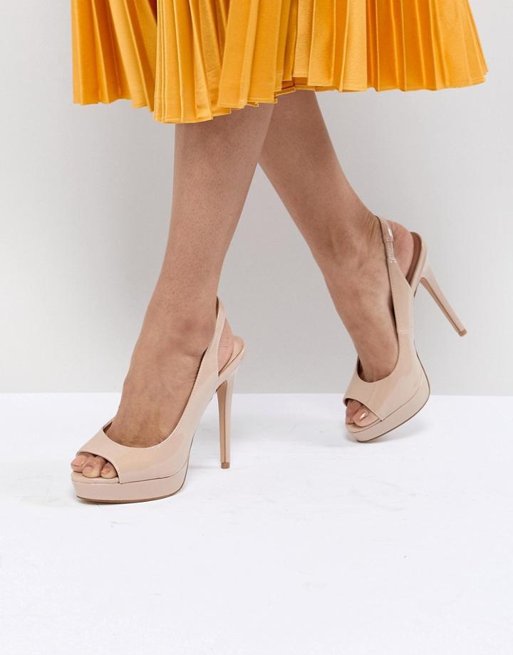 Aldo Hislop Slingback Patent Platform Heeled Sandals-white