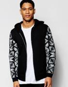 Asos Geo-tribal Print Hoodie - Black