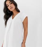 Asos Design Maternity V Neck Origami Blouse-white