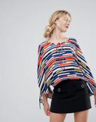Traffic People Striped Boatneck Top - Red