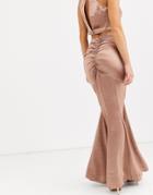 Asos Design Satin Fishtail Maxi Skirt Two-piece - Pink