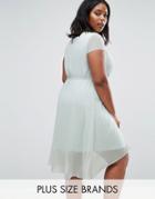 Koko Plus Skater Dress With Dip Back - Blue
