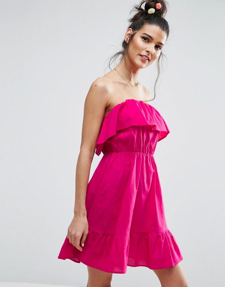 Asos Ruffle Bandeau Mini Sundress - Pink