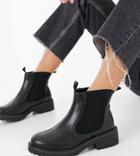 London Rebel Wide Fit Chelsea Ankle Boots-black
