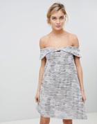 See U Soon Off Shoulder Dress In Jacquard Mix - Purple