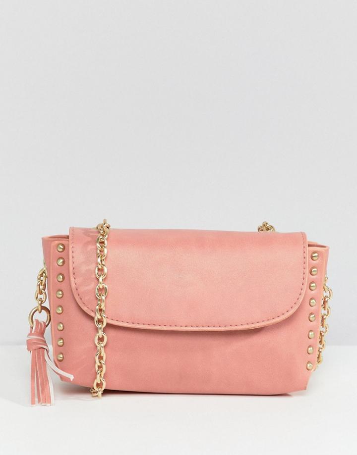 Ichi Pink Chain Cross Body Bag With Tassel Detail - Pink