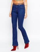 Parisian Flared Jeans In Stonewash - Blue