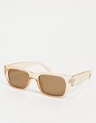 Asos Design Square Sunglasses In Brown Crystal With Brown Lens