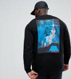 Asos Plus Star Wars Relaxed Long Sleeve T-shirt With Leia And Luke Sleeve Print - Black