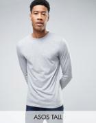 Asos Tall Long Sleeve T-shirt With Crew Neck - Gray