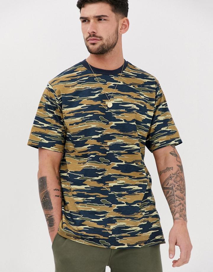 Pull & Bear T-shirt In Camo Print - Green