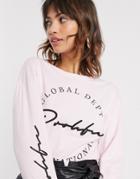 River Island Prolific Slogan Long Sleeve T-shirt In Pink