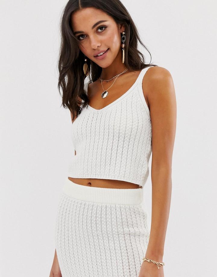 Asos Design Two-piece Textured Knit Cami-white