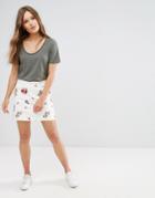 New Look Floral Embroidered Skirt - White