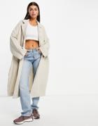 Mango Linen Oversized Coat With Back Pleat In Beige-neutral