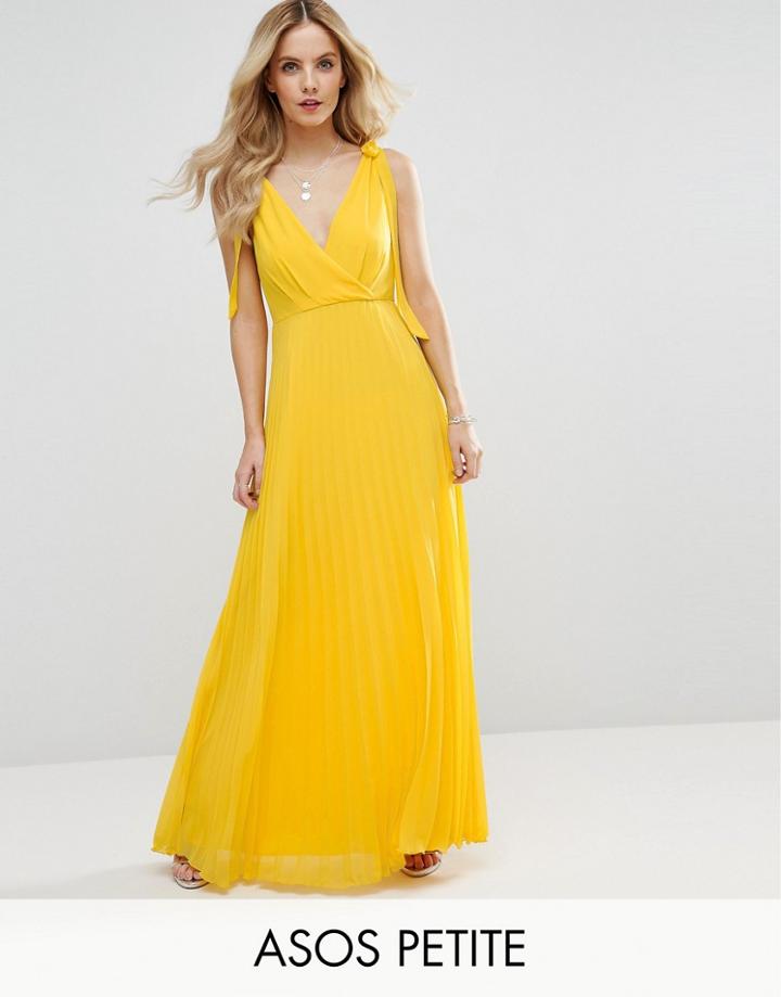 Asos Petite Cami Strap Tie Pleated Maxi Dress - Multi