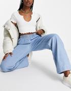 Asos Design Pull On Wide Leg Jeans In Brightwash-blues