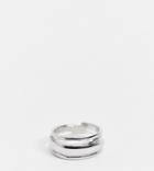 Asos Design Curve Ring In Chunky Ribbed Design In Silver Tone