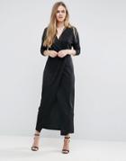 Vila Wrap Textured Maxi Dress - Black