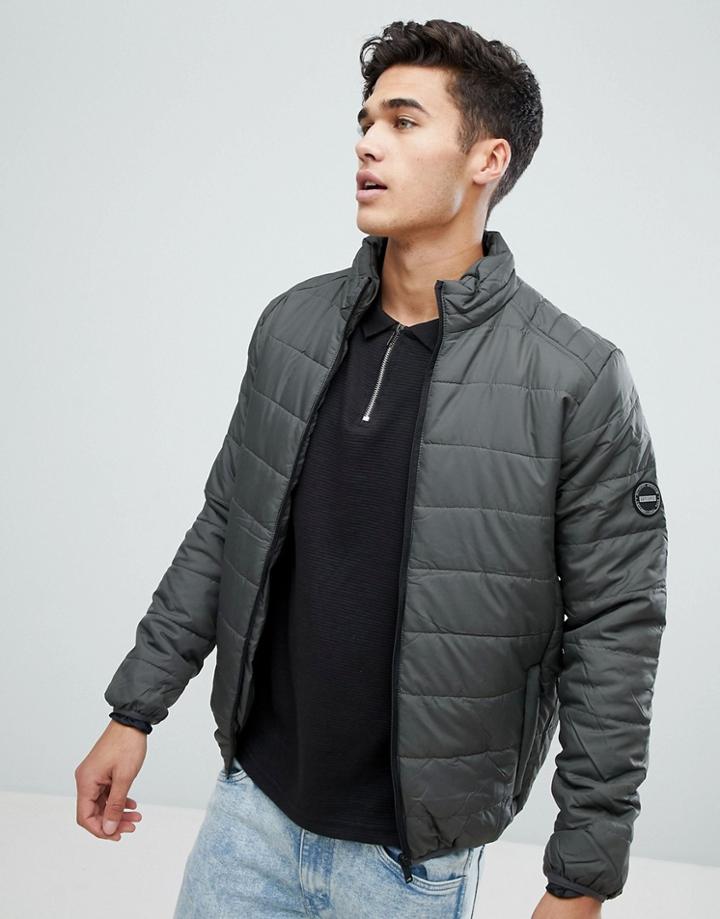 Brave Soul Padded Zip Through Jacket - Gray